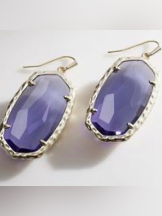 Kendra Scott Jewelry - EUC [Kendra Scott] Ella Iolite Purple Crystal Glass Silver Faceted Drop Earrings